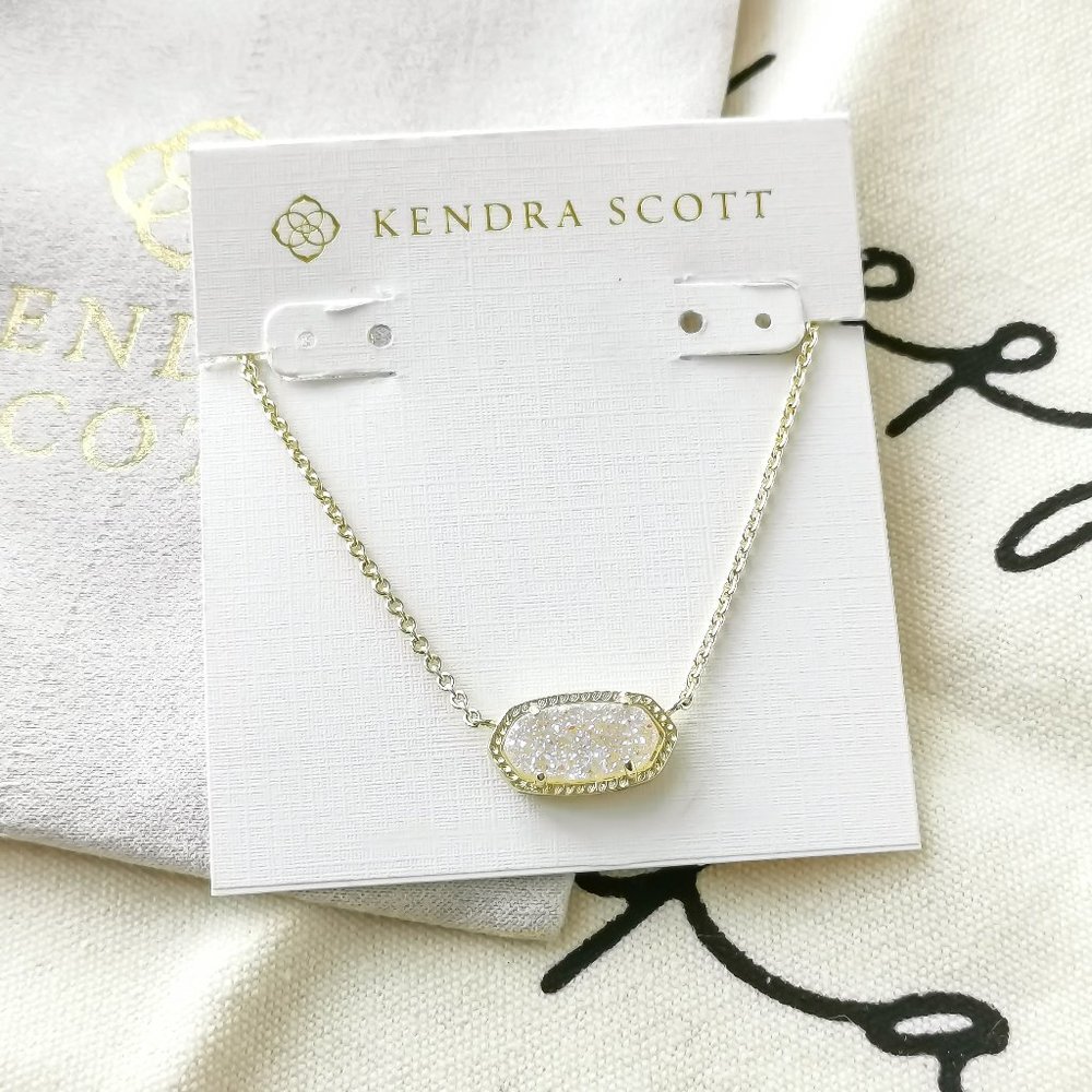 Kendra Scott Pendant Necklace - Elisa Iridescent Drusy Gold